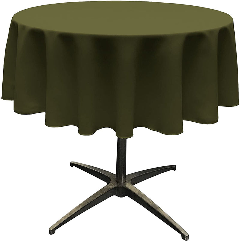 Round Tablecloth - Olive - Polyester Poplin Tablecloth - Banquet Polyester Cloth, Wrinkle Resistant(Pick a Size)