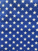 Mia's Fabrics Inc, Royal Blue Stars Print Poly Cotton 60 Inch Fabric by The Yard