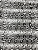 Faux Python Snake Print Vinyl Fabric - Silver/White - Sold by The Yard (Pick a Size)