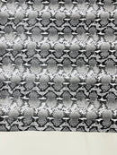 Faux Python Snake Print Vinyl Fabric - Silver/White - Sold by The Yard (Pick a Size)
