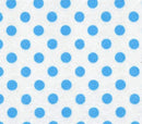 Mia's Fabrics Inc, White/Turquoise Small Polka Dot Poly Cotton Fabric by The Yard, 58”/60” (Pick a Size)