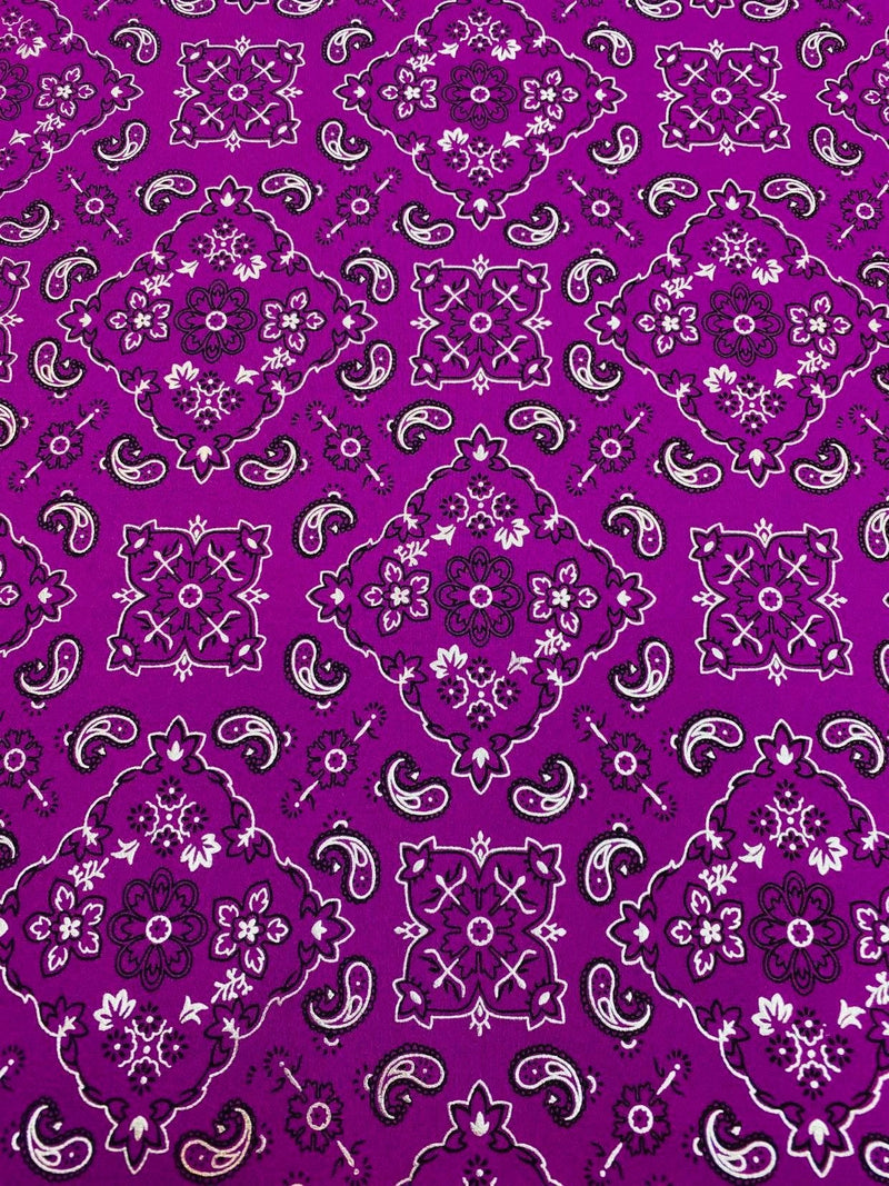 Mia's Fabrics Inc, Magenta Bandana Print Fabrics - Lycra Spandex Fabric Sold By The Yard (Pick a Size)