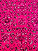 Mia's Fabrics Inc, Neon Pink Bandana Print Fabrics - Lycra Spandex Fabric Sold By The Yard (Pick a Size)
