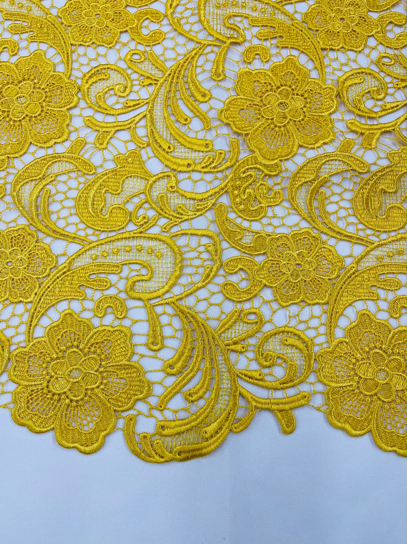 Mia Fabrics Inc, Yellow Guipure Lace Fabric Floral Bridal Lace Guipure  Wedding Dress by the Yard pick a Size -  Canada