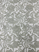 Silver Guipure Lace Fabric Floral Bridal Lace Guipure Wedding Dress by the Yard (Pick a Size)