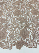 Coffee Guipure Lace Fabric Floral Bridal Lace Guipure Wedding Dress by the Yard (Pick a Size)