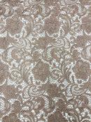 Coffee Guipure Lace Fabric Floral Bridal Lace Guipure Wedding Dress by the Yard (Pick a Size)