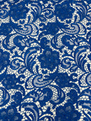 Royal Blue Guipure Lace Fabric Floral Bridal Lace Guipure Wedding Dress by the Yard (Pick a Size)
