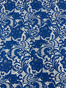 Royal Blue Guipure Lace Fabric Floral Bridal Lace Guipure Wedding Dress by the Yard (Pick a Size)