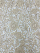 Champagne Guipure Lace Fabric Floral Bridal Lace Guipure Wedding Dress by the Yard (Pick a Size)