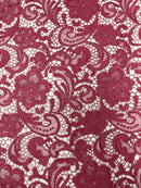 Mauve Guipure Lace Fabric Floral Bridal Lace Guipure Wedding Dress by the Yard (Pick a Size)