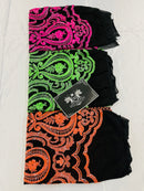 Neon Green Sequin on Black Mesh Embroidered With Sequins Fabric 4 Way Stretch Damask Design Sequin Fabric Mesh-Prom-Gown By The Yard