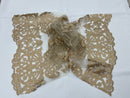 KHAKI Damask Design Embroidered on Mesh Lace Fabric, Floral Bridal Lace Wedding Dress by the Yard (Pick a Size)