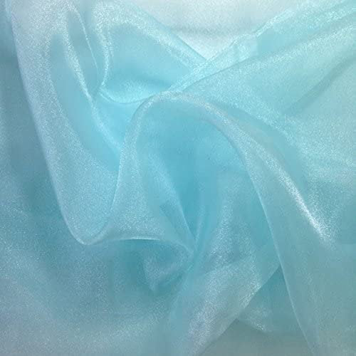 AQUA Sparkle Crystal Sheer Organza Fabric Shiny for Fashion, Crafts, Decorations 60" by the Yard (Pick a Size)