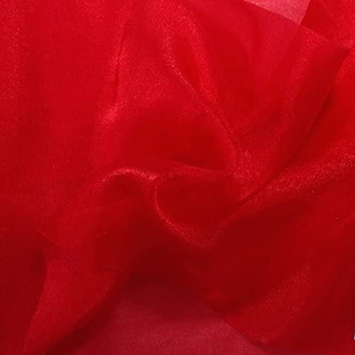 RED Sparkle Crystal Sheer Organza Fabric Shiny for Fashion, Crafts, Decorations 60" by the Yard (Pick a Size)