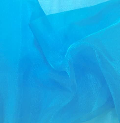 Turquoise Sparkle Crystal Sheer Organza Fabric Shiny for Fashion, Crafts, Decorations 60" by the Yard (Pick a Size)