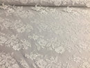 White Flower Design Embroidered on Mesh Lace Fabric, Floral Bridal Lace Wedding Dress by the Yard (Pick a Size)