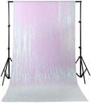 Iridescent Pink/White 1 PANEL, 4 Ft Wide Curtain Mini Glitz Sequins Backdrop Drape Curtain Mini Glitz Sequin,  [Choose The Measurements]