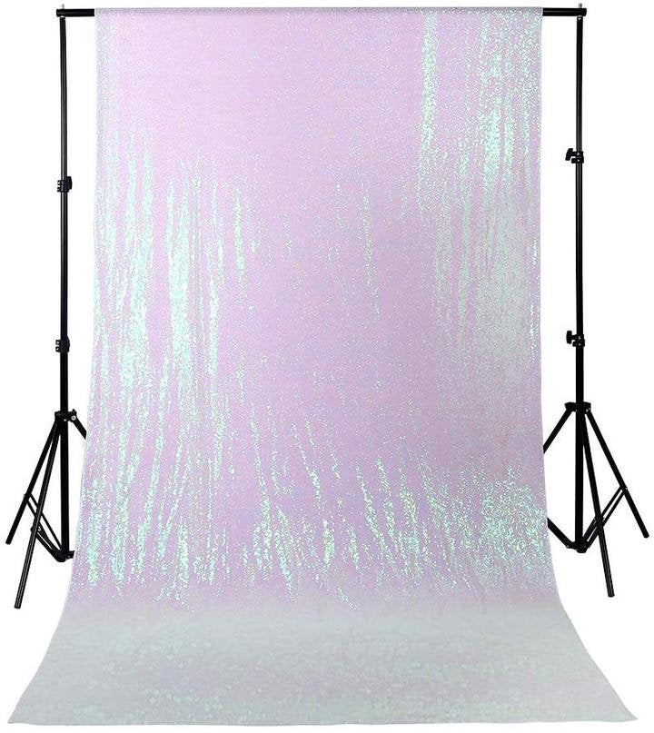 Iridescent Pink/White 1 PANEL, 4 Ft Wide Curtain Mini Glitz Sequins Backdrop Drape Curtain Mini Glitz Sequin,  [Choose The Measurements]