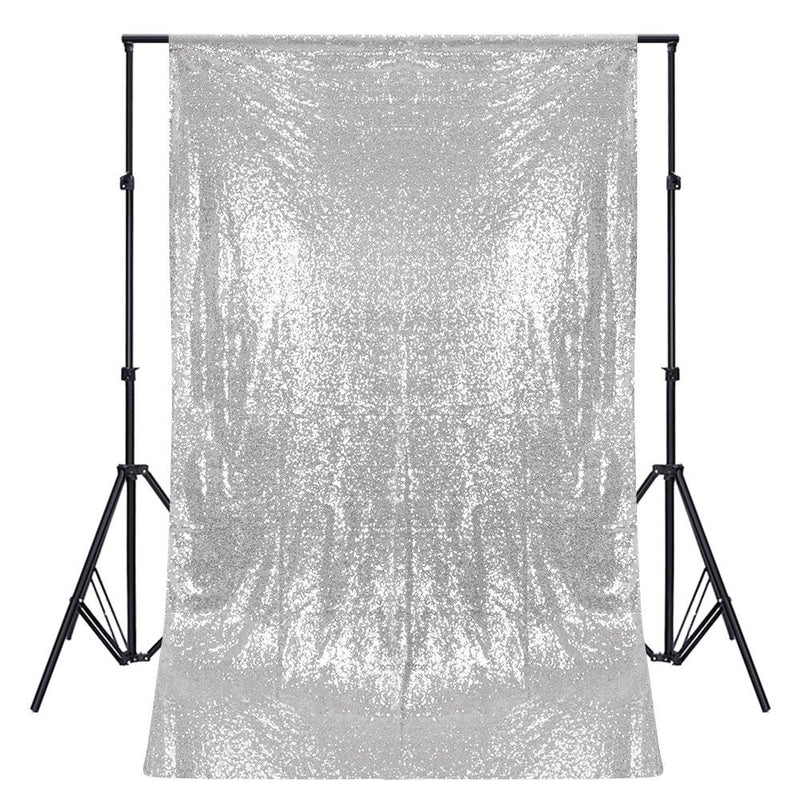 Silver 1 PANEL, 4 Ft Wide Curtain Mini Glitz Sequins Backdrop Drape Curtain Mini Glitz Sequin, Sequin Curtain [Choose The Measurements]