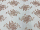 Blush Floral Lace Fabric, Embroidery on a Mesh Lace Fabric By The Yard For Gown, Wedding-Bridal-Dress