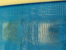 Faux Crocodile Print Vinyl Fabric - Silver / Blue  - High Quality Vinyl Sold by The Yard