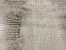 Faux Crocodile Print Vinyl Fabric - Gold / White - High Quality Vinyl Sold by The Yard