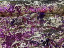 Iridescent Purple Sequin on Stretch Velvet With Luxury Reversible Sequins Shining Sequins 2-way Stretch 58/60” (Choose The Measure)