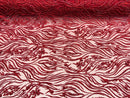 Burgundy Bridal Lace, Beaded Fabric - by the yard - Embroidered Design with Beads and Sequins