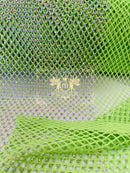 Fishnet Rhinestones Fabric - Lime Green - Spandex Fabric Fish Net with Crystal Stones by Yard