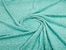 Mint Sequins Fabric on Stretch Velvet - By The Yard - all Over 5mm Sequins 58”/60