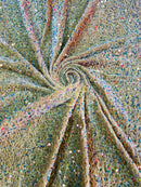 Clear Iridescent Sequin Fabric | on Gold Stretch Velvet | by the yard | Sequins Velvet 2-way Stretch