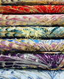 Yellow Multi Color Iridescent Sequins - Damask Net Fancy Design 4 Way Stretch Fabric By Yard