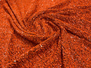 Burnt Orange Sequins Fabric on Stretch Velvet - By The Yard - all Over 5mm Sequins 58”/60