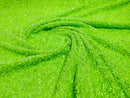 Neón Lime Green Sequins Fabric on Stretch Velvet - By The Yard - all Over 5mm Sequins 58”/60