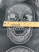 Big Skull Vinyl Fabric - Black - Skull Print Vinyl Fabric, Upholstery, Faux Leather 54” Sold By Yard