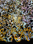 Iridescent unicorn/Gold Sequin on Stretch Velvet With Two Tone Sequins all Over 5mm Shining Sequins Flip By The Yard