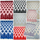 Lace Fabric - by yard - Corded Flower Embroidery With Sequins on a Mesh Lace Fabric For Wedding
