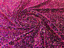 Fuchsia/Lilac Sequins Fabric on Black Stretch Velvet - By The Yard - all Over 5mm Sequins 58”/60