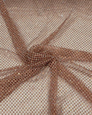 Fishnet Iridescent Rhinestones Fabric - Blush - Spandex Fabric Fish Net with Crystal Stones by Yard