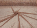 Fishnet Iridescent Rhinestones Fabric - Blush - Spandex Fabric Fish Net with Crystal Stones by Yard
