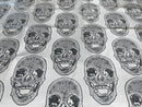 Big Skull Vinyl Fabric - Gray - Skull Print Vinyl Fabric, Upholstery, Faux Leather 54” Sold By Yard