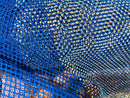 Fishnet Iridescent Rhinestones Fabric - Royal Blue - Spandex Fabric Fish Net with Crystal Stones by Yard