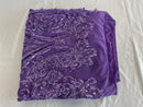 Lilac Sequins Fabric on Mesh, Damask Design 4 Way Stretch Sequin Fabric Sold By The Yard