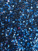 Navy Blue Sequin on Stretch Velvet With Luxury Sequins all Over 5mm Shining Sequins 2-way Stretch 58/60” (Choose The Quantity)