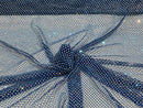 Fishnet Iridescent Rhinestones Fabric - Royal Blue - Spandex Fabric Fish Net with Crystal Stones by Yard