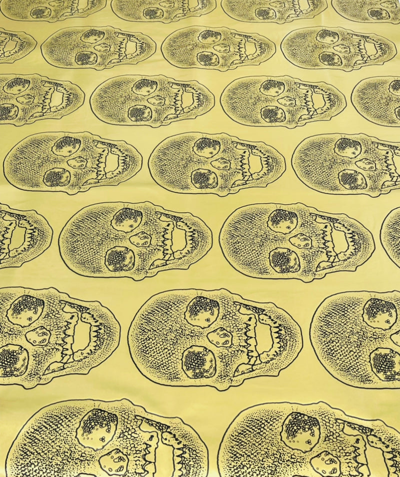 Big Skull Vinyl Fabric - Gold - Skull Print Vinyl Fabric, Upholstery, Faux Leather 54” Sold By Yard