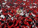 Red/White Sequin on Stretch Velvet With Two Tone Sequins all Over 5mm Shining Sequins Flip By The Yard