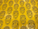 Big Skull Vinyl Fabric - Yellow - Skull Print Vinyl Fabric, Upholstery, Faux Leather 54” Sold By Yard