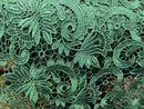 Hunter Green Guipure Lace Fabric Floral Bridal Lace Guipure Wedding Dress by the Yard (Pick a Size)